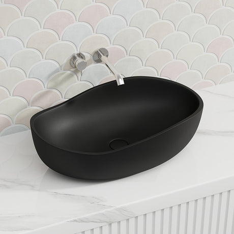 Lukka 600x370x190mm Waverton Oval Above Counter Stone Basin Colours Available