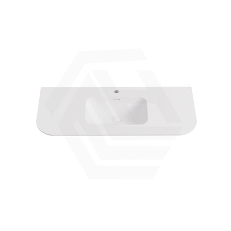 Lukka 900-1800mm Aruro 505mm Width Solid Surface Stone Basin with Overflow Variant Colour Available 12 O'clock Semi-Drilled or Drilled Tap Hole