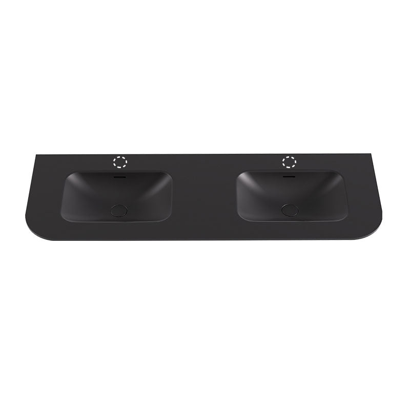 Lukka Aruro 505mm Width Solid Surface Stone Basin with Overflow 900-1800mm Variant Colour Available