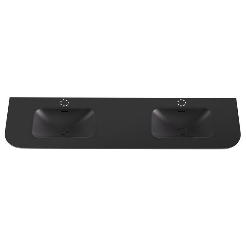 Lukka Aruro 505mm Width Solid Surface Stone Basin with Overflow 900-1800mm Variant Colour Available