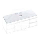 12mm Thick Lukka Calacatta White Solid Surface Stone Top with Center Waste Hole, 12/10/2 O'clock Semi Drilled Tap Hole Available At the Back 605-1505mm