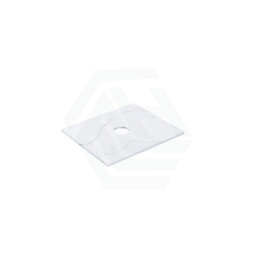 12mm Thick Lukka Calacatta White Solid Surface Stone Top with Center Waste Hole, 12/10/2 O'clock Semi Drilled Tap Hole Available At the Back 605-1505mm