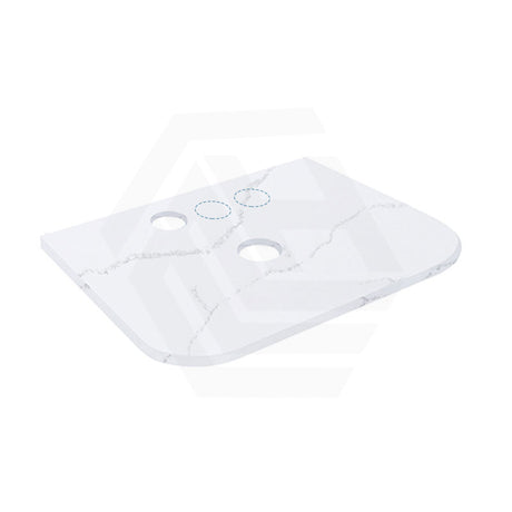 12mm Thick Lukka Calacatta White Curved Edge Solid Surface Stone Top with Center Waste Hole, 12/10/2 O'clock Semi Drilled Tap Hole Available At the Back 605-1805mm
