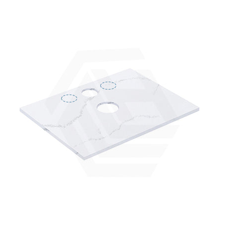 12mm Thick Lukka Calacatta White Solid Surface Stone Top with Center Waste Hole, 12/10/2 O'clock Semi Drilled Tap Hole Available At the Back 605-1505mm