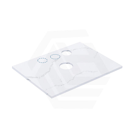 12mm Thick Lukka Calacatta White Solid Surface Stone Top with Center Waste Hole, 12/10/2 O'clock Semi Drilled Tap Hole Available At the Back 605-1505mm