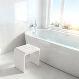 Lukka Chasey 400x300x430mm Matt White Solid Surface Stone Bath Stool