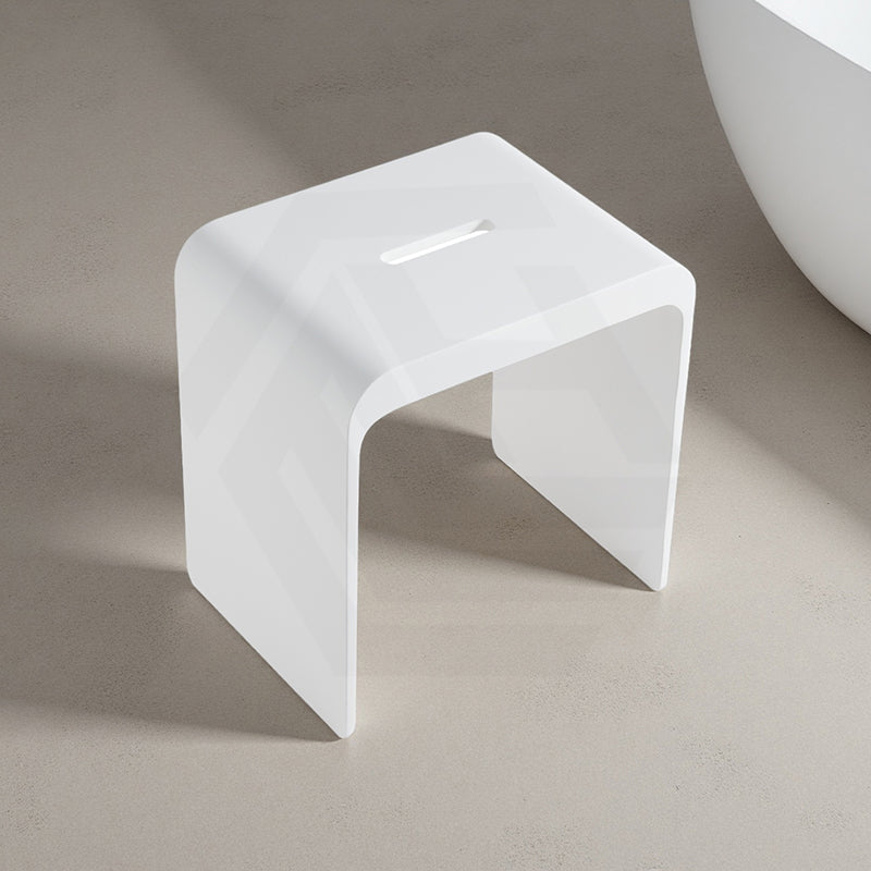 Lukka Chasey 400x300x430mm Matt White Solid Surface Stone Bath Stool