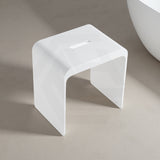 Lukka Chasey 400x300x430mm Matt White Solid Surface Stone Bath Stool