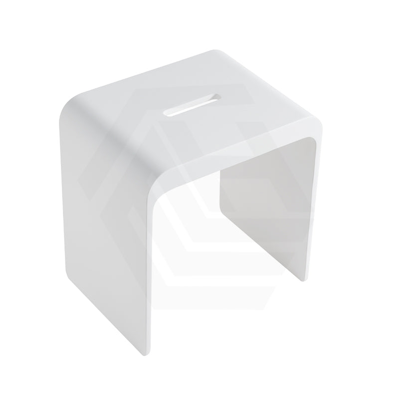 Lukka Chasey 400x300x430mm Matt White Solid Surface Stone Bath Stool
