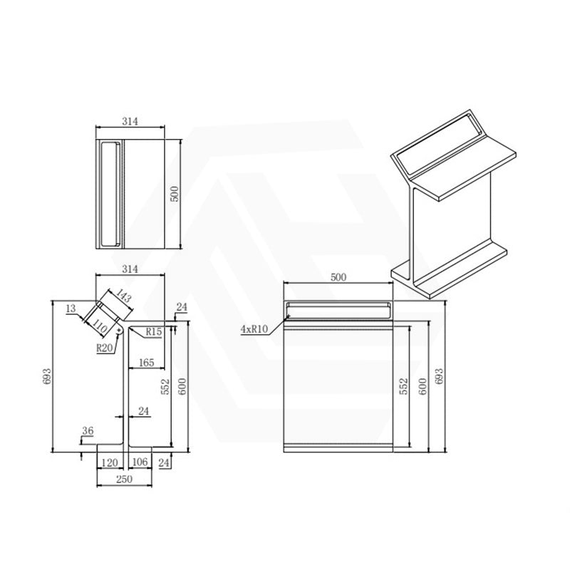 Lukka Chasey 500x314x693mm Matt White Standing Towel Rack