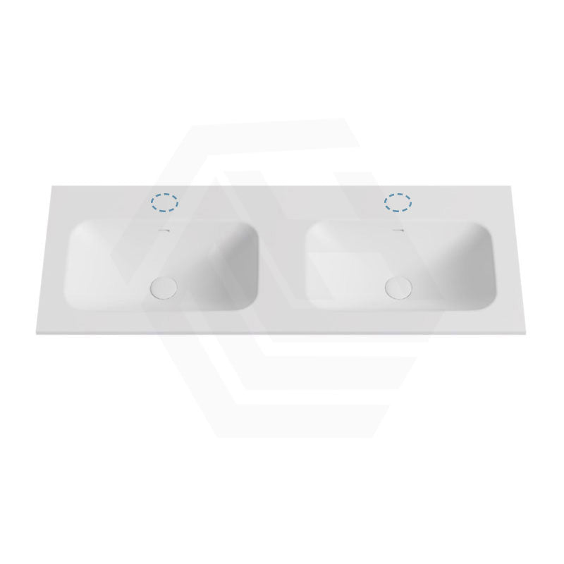 600-1500mm Lukka Chasey Solid Surface Stone Basin with Overflow 12 O'clock Semi-Drilled Tap Hole