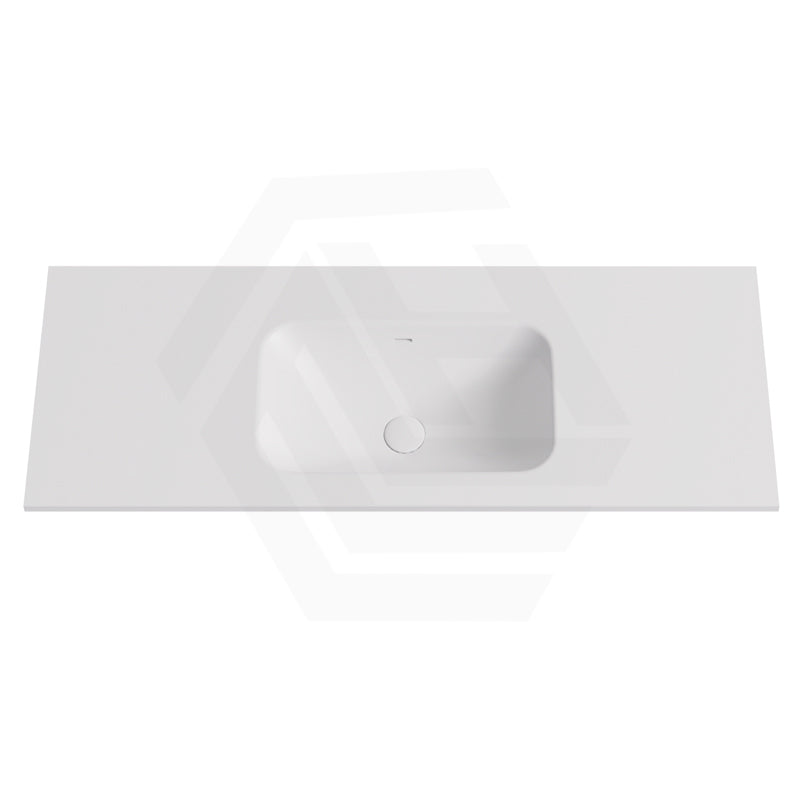 600-1500mm Lukka Chasey Solid Surface Stone Basin with Overflow 12 O'clock Semi-Drilled Tap Hole