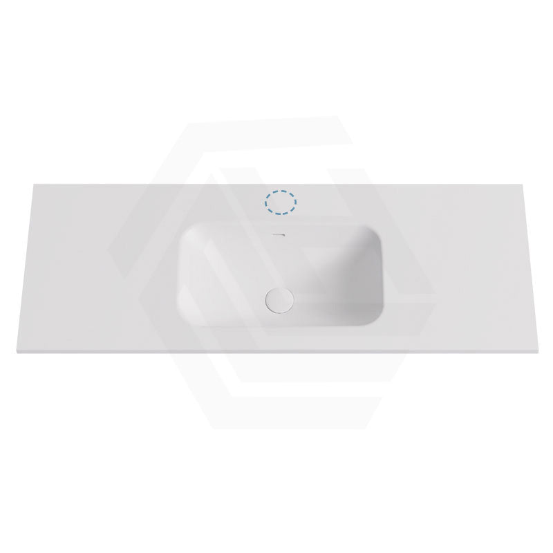 600-1500mm Lukka Chasey Solid Surface Stone Basin with Overflow 12 O'clock Semi-Drilled Tap Hole