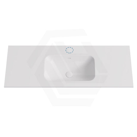600-1500mm Lukka Chasey Solid Surface Stone Basin with Overflow 12 O'clock Semi-Drilled Tap Hole