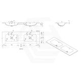 600-1500mm Lukka Chasey Solid Surface Stone Basin with Overflow 12 O'clock Semi-Drilled Tap Hole