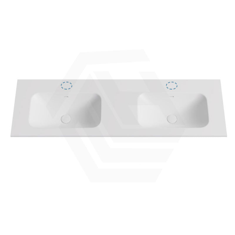 600-1500mm Lukka Chasey Solid Surface Stone Basin with Overflow 12 O'clock Semi-Drilled Tap Hole