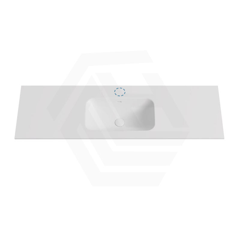 600-1500mm Lukka Chasey Solid Surface Stone Basin with Overflow 12 O'clock Semi-Drilled Tap Hole