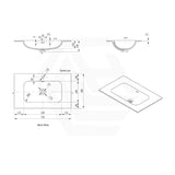 600-1500mm Lukka Chasey Solid Surface Stone Basin with Overflow 12 O'clock Semi-Drilled Tap Hole