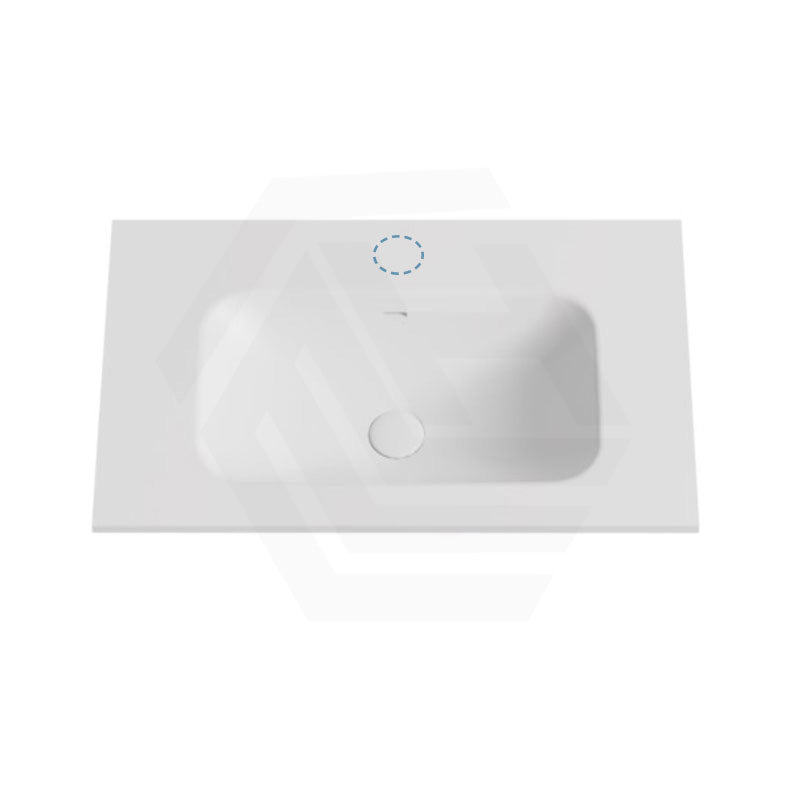 600-1500mm Lukka Chasey Solid Surface Stone Basin with Overflow 12 O'clock Semi-Drilled Tap Hole