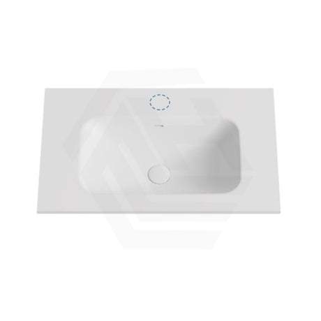 600-1500mm Lukka Chasey Solid Surface Stone Basin with Overflow 12 O'clock Semi-Drilled Tap Hole