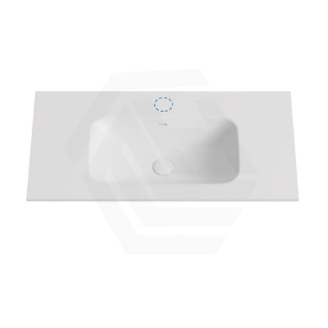 600-1500mm Lukka Chasey Solid Surface Stone Basin with Overflow 12 O'clock Semi-Drilled Tap Hole