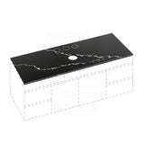 Lukka 12mm Thick Calacatta Night Solid Surface Stone Top with Center Waste Hole,  12 /10/2 O'clock Semi Drilled Tap Hole Available 605-1505mm