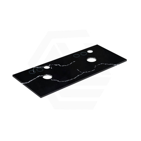 Lukka 12mm Thick Calacatta Night Solid Surface Stone Top with Center Waste Hole,  12 /10/2 O'clock Semi Drilled Tap Hole Available 605-1505mm