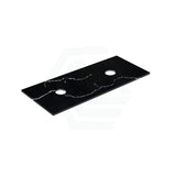 12mm Thick Lukka Calacatta Night Solid Surface Stone Vanity Top with Center Waste Hole, 605-1505mm, Semi-Drilled Tap Hole at 12/10/2 O'clock Positions