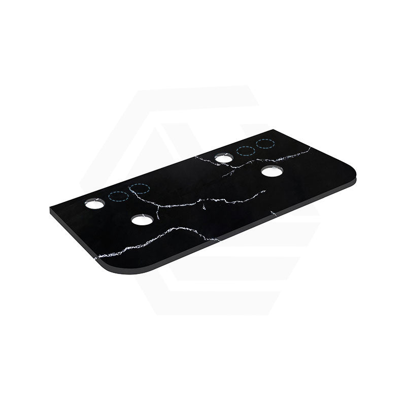 Lukka 12mm Thick Calacatta Night Curved Edge Solid Surface Stone Top with Center Waste Hole,  12 /10/2 O'clock Semi Drilled Tap Hole Available 605-1805mm