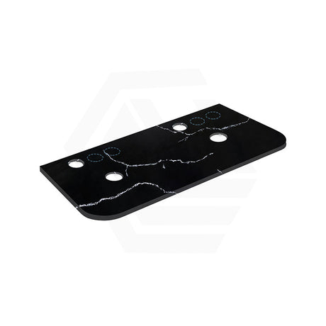 Lukka 12mm Thick Calacatta Night Curved Edge Solid Surface Stone Top with Center Waste Hole,  12 /10/2 O'clock Semi Drilled Tap Hole Available 605-1805mm