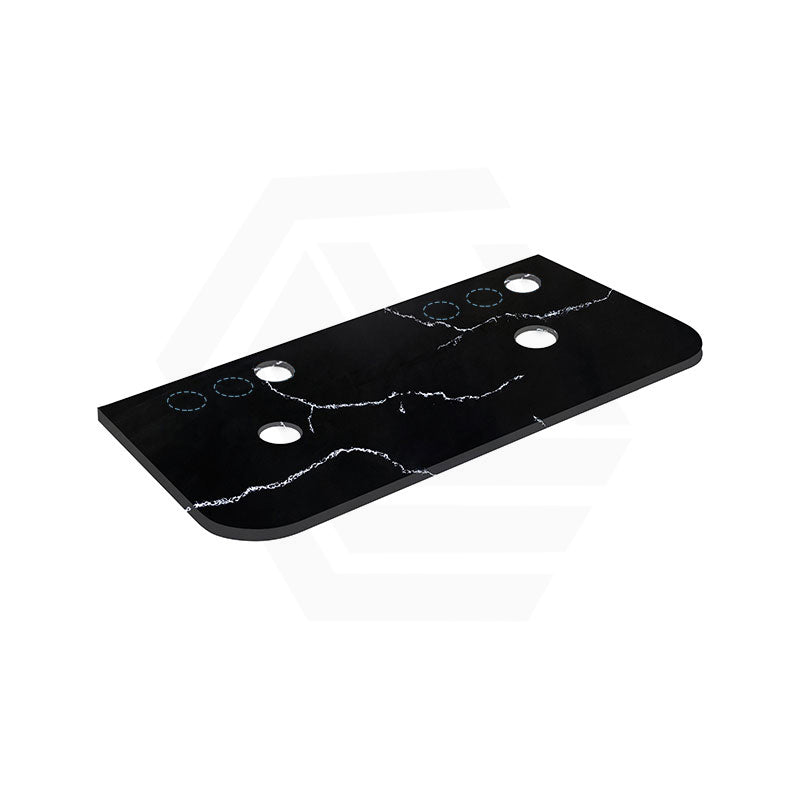 Lukka 12mm Thick Calacatta Night Curved Edge Solid Surface Stone Top with Center Waste Hole,  12 /10/2 O'clock Semi Drilled Tap Hole Available 605-1805mm