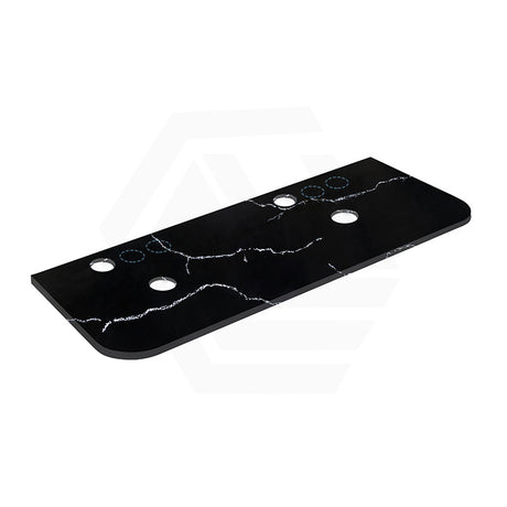 Lukka 12mm Thick Calacatta Night Curved Edge Solid Surface Stone Top with Center Waste Hole,  12 /10/2 O'clock Semi Drilled Tap Hole Available 605-1805mm