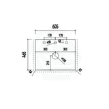 12mm Thick Lukka Calacatta Night Solid Surface Stone Vanity Top with Center Waste Hole, 605-1505mm, Semi-Drilled Tap Hole at 12/10/2 O'clock Positions