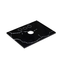 Lukka 12mm Thick Calacatta Night Solid Surface Stone Top with Center Waste Hole,  12 /10/2 O'clock Semi Drilled Tap Hole Available 605-1505mm