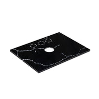 Lukka 12mm Thick Calacatta Night Solid Surface Stone Top with Center Waste Hole,  12 /10/2 O'clock Semi Drilled Tap Hole Available 605-1505mm
