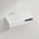 Lukka Crete Rectangle Solid Surface Stone Wall Hung Basin 1000x460x200mm - Matt White