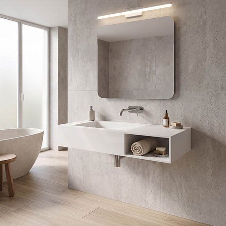 Lukka Crete Rectangle Solid Surface Stone Wall Hung Basin 1000x460x200mm - Matt White