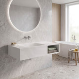Lukka Crete Rectangle Solid Surface Stone Wall Hung Basin 1000x460x200mm - Matt White