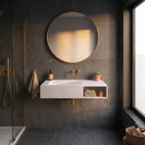 Lukka Crete Rectangle Solid Surface Stone Wall Hung Basin 1000x460x200mm - Matt White