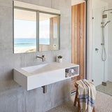 Lukka Crete Rectangle Solid Surface Stone Wall Hung Basin 1000x460x200mm - Matt White
