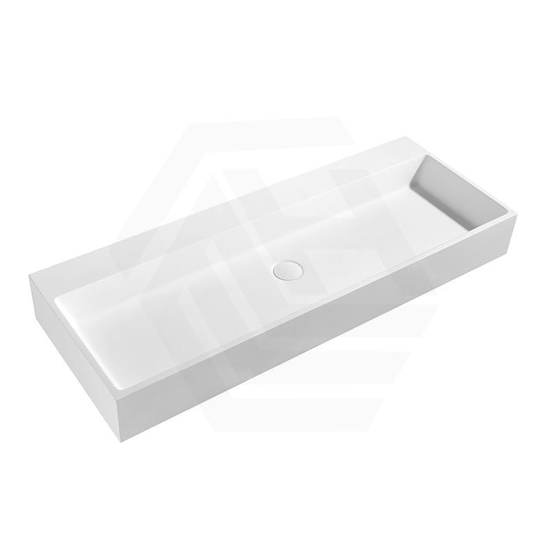 Lukka Crete 1100x420x130mm Rectangle Matt White Solid Surface Stone Wall Hung Basin