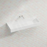 Lukka Crete Rectangle Solid Surface Stone Wall Hung / Above Counter Basin 1100x420x130mm - Matt White