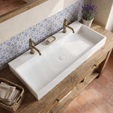 Lukka Crete Rectangle Solid Surface Stone Wall Hung / Above Counter Basin 1100x420x130mm - Matt White