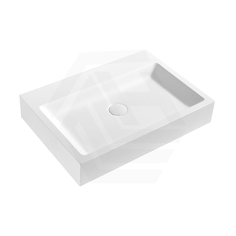 600/900mm Lukka Crete Rectangle Matt White Solid Surface Stone Wall Hung Basin