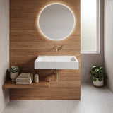Lukka Crete Rectangle Solid Surface Stone Wall Hung/Above Counter Basin 600/900mm - Matt White
