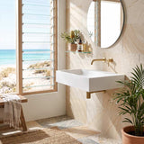 Lukka Crete Rectangle Solid Surface Stone Wall Hung/Above Counter Basin 600/900mm - Matt White