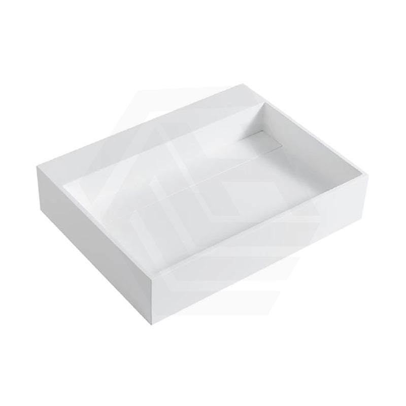 Lukka Crete 600x460x130mm Matt White Rectangle Solid Surface Stone Wall Hung Basin