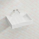 Lukka Crete Rectangle Solid Surface Stone Wall Hung/ Above Counter Basin 600x460x130mm - Matt White