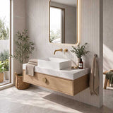 Lukka Crete Rectangle Solid Surface Stone Wall Hung/ Above Counter Basin 600x460x130mm - Matt White