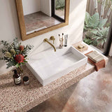 Lukka Crete Rectangle Solid Surface Stone Wall Hung/ Above Counter Basin 600x460x130mm - Matt White